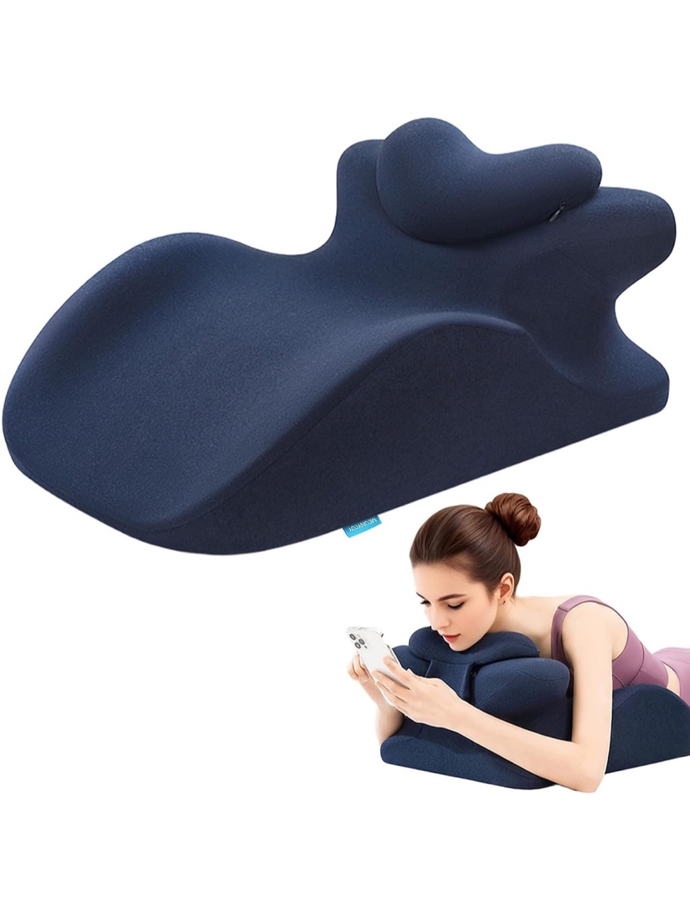 Ergonomic Navy Blue Chest & Neck Support Pillow - Unbranded